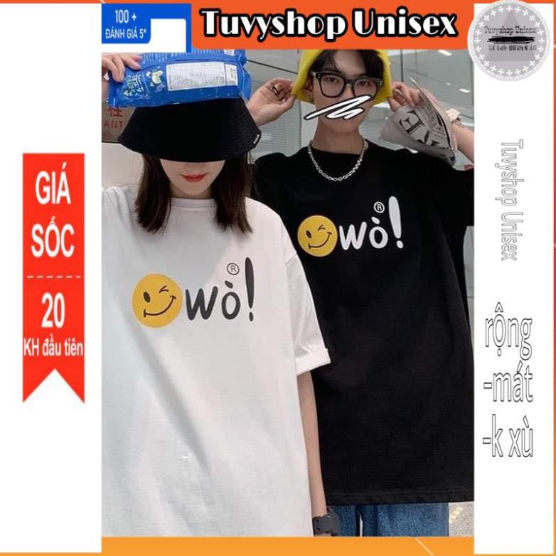 Áo thun nữTUVYSHOP Áo đôi mặt cười WO HD6 cotton co giãn mát hút mồ hôi in 3D-áo thun hai màu đen trắng 3 size S M L