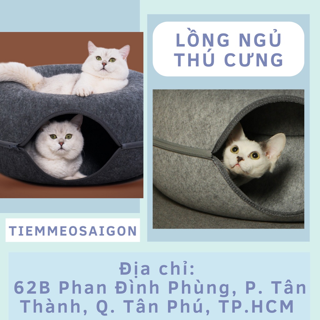 Hang Mèo Đồ Chơi Chó Mèo Xám Đậm Xám Nhạt Lồng Ngủ Chó Mèo Hang Chơi Trốn Tìm Chó Mèo Phụ Kiện Chó Mèo