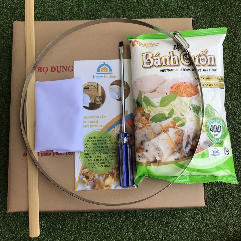 Dụng cụ tráng bánh cuốn, khung vải bánh cuốn HAPPY KITCHEN (combo tiết kiệm)