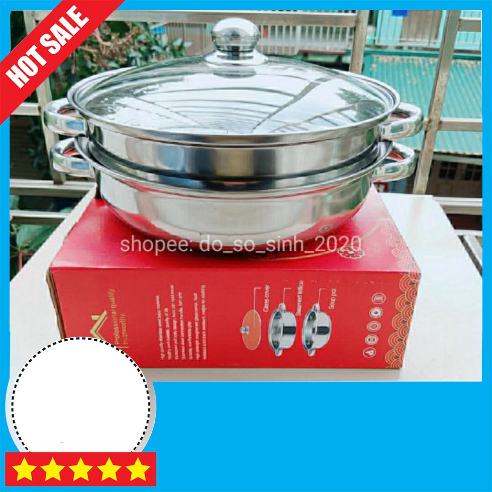 Nồi hấp 2 tầng inox đẹp ❤️FREESHIP❤️ Nồi hấp đa năng tiện lợi