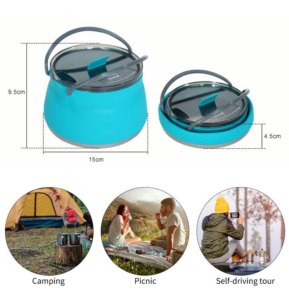 Ấm Trà / Cà Phê Bằng Silicone Thiết Kế Gấp Gọn Có Tay Cầm Tiện Lợi