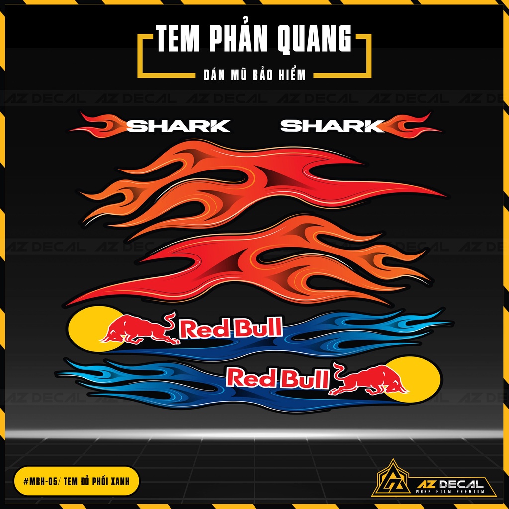 Decal Phản Quang Dán Mũ Bảo Hiểm Mẫu Redbull | MBH-05 | Sticker Dán Nón Bảo Hiểm Fullface & 3/4 Đẹp