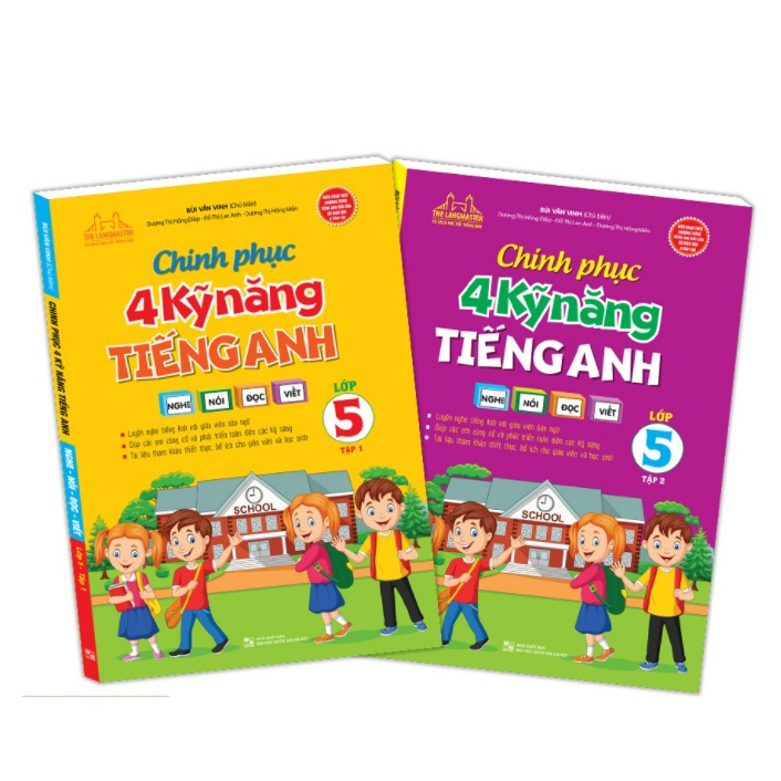 Sách - Combo 2 tập chinh phục 4 kỹ năng tiếng anh Nghệ - nói - đọc - viết lớp 5