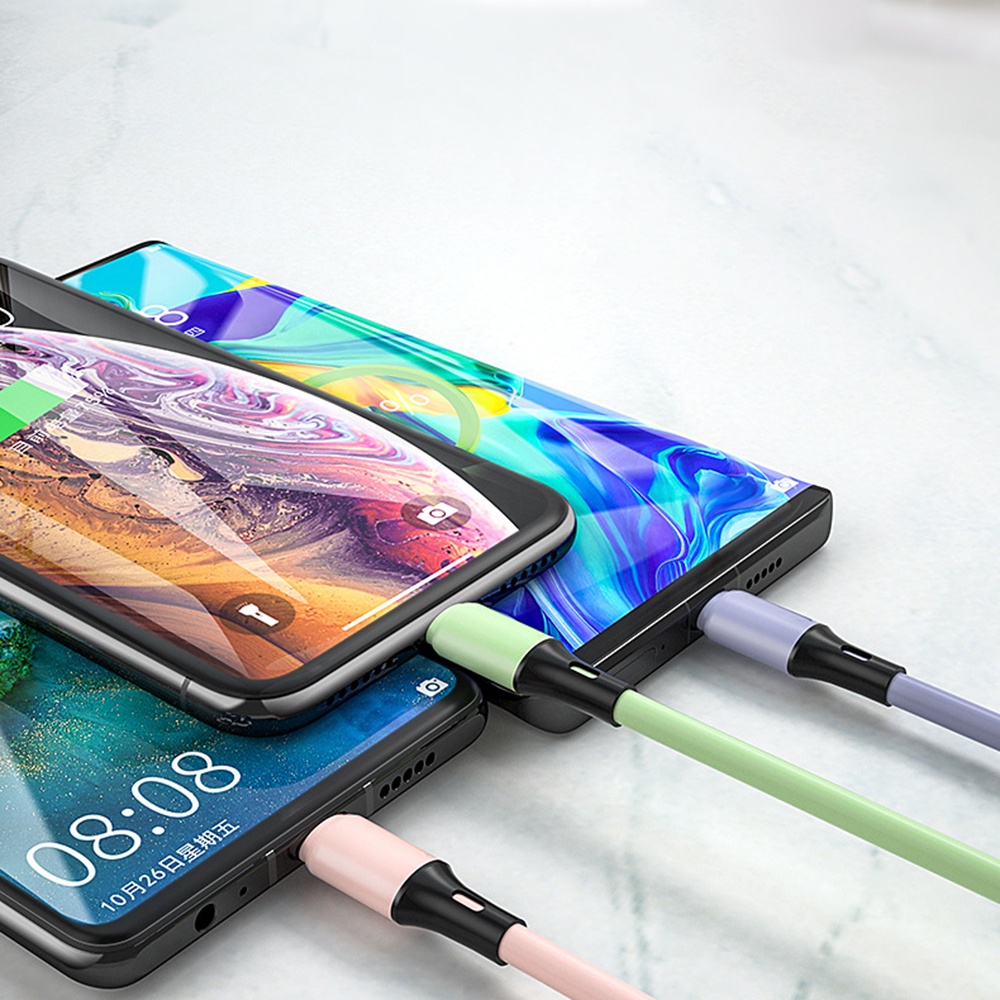 Cáp Sạc Type-c 3 Trong 1 Bằng Silicon Cho Điện Thoại Android