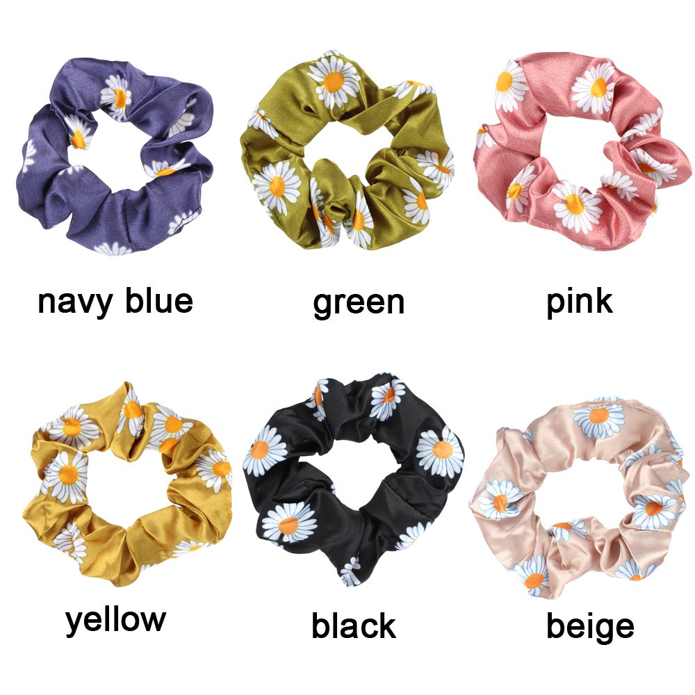 Dây Cột Tóc Cao Su Co Giãn In Hình Hoa Cúc Nhiều Màu Thời Trang Cho Nữ