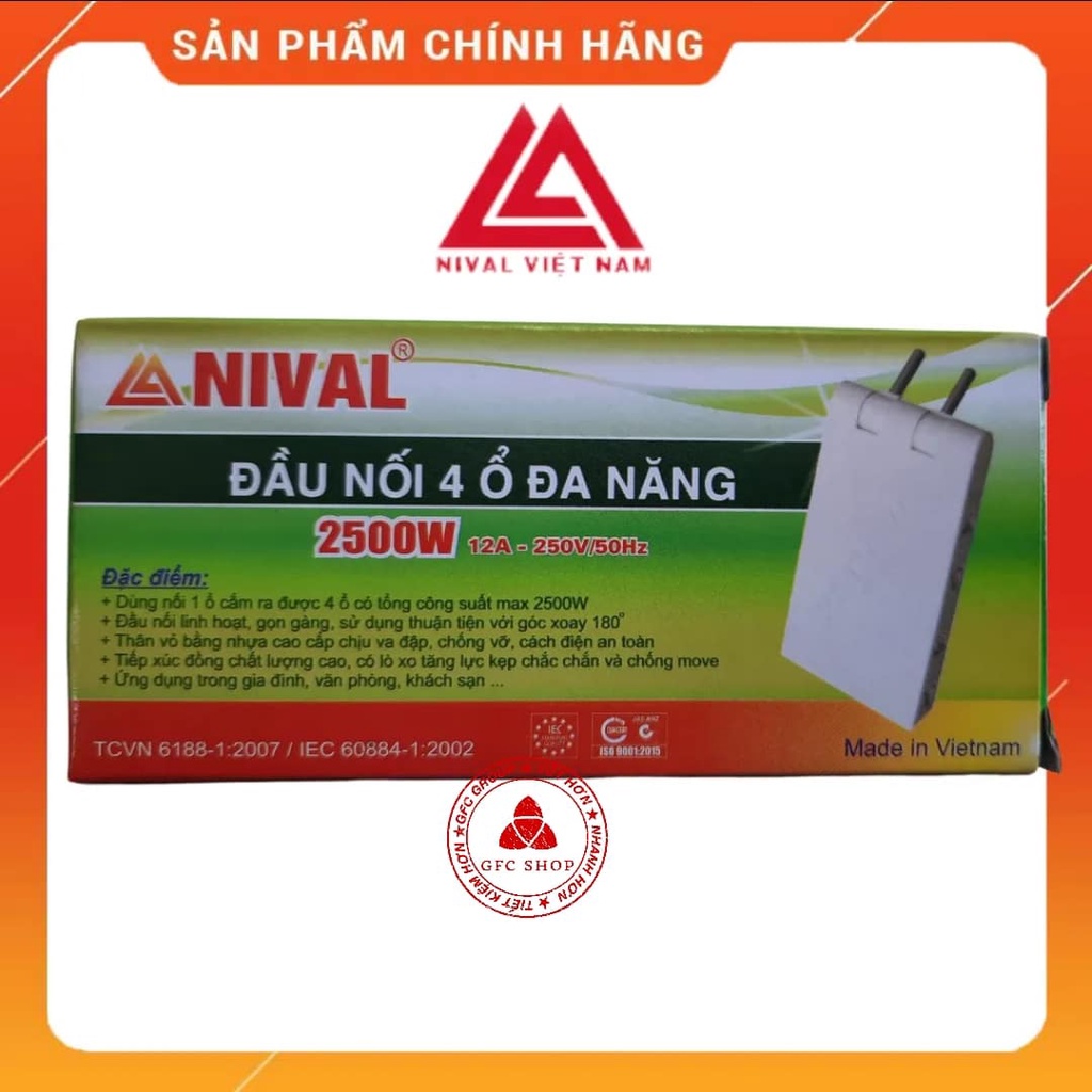 Đầu nối 3 và 4 đa năng NIVAL PX301 PX401 - 1 chia ra 3 hoặc 4 chống ngả quay 180 độ tiện dụng