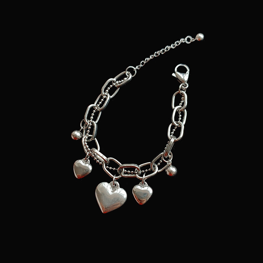 Vòng tay mạ bạc in hình trái tim dễ thương