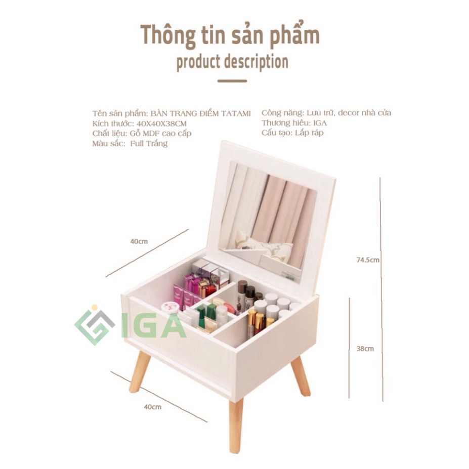 Bàn Trang Điểm Mini, Bàn Trang Điểm Ngồi Bệt Có Tích Hợp Tủ Đầu Giường - GP152