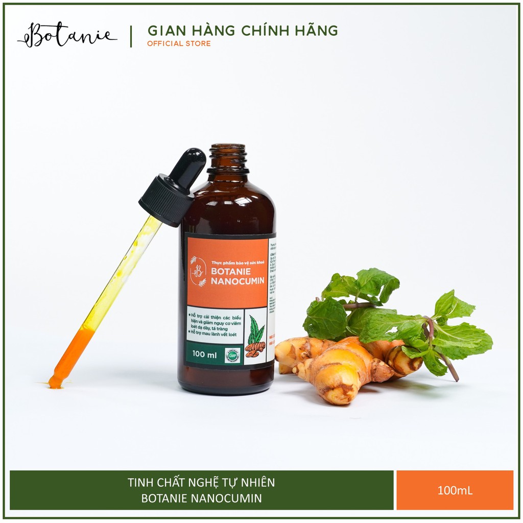 Tinh nghệ nano Botanie Nanocumin - Giảm đau dạ dày, hỗ trợ điều trị viêm loét dạ dày (100mL)