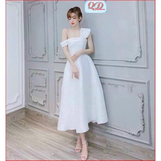 Đầm dự tiệc dáng xòe thiết kế quyến rũ lệch vai xing đẹp phong cách thời trang.