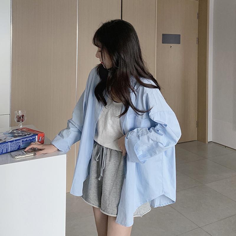 Áo sơ mi dài tay dáng rộng phong cách Hàn Quốc mới cho nữ
