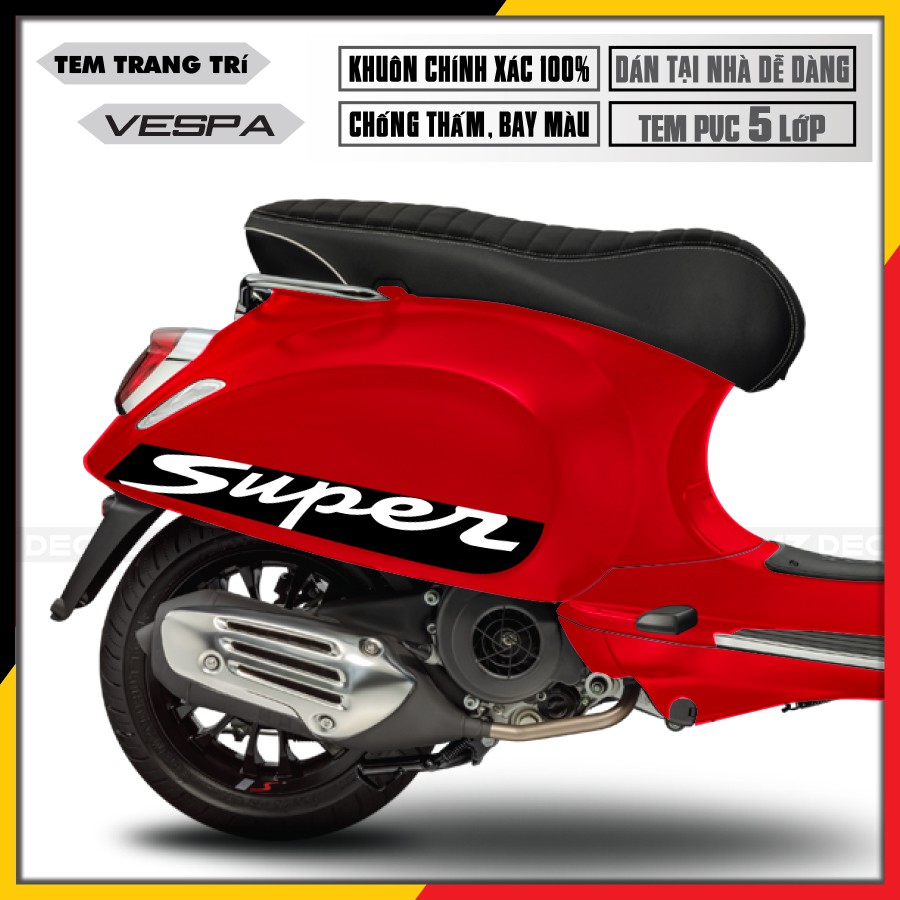 Tem Xe Vespa Sprint/Primavera/GTS Super | VP20 | Tem Rời Cắt Khuôn Sẵn, Chất Liệu PVC 5 Lớp Cao Cấp