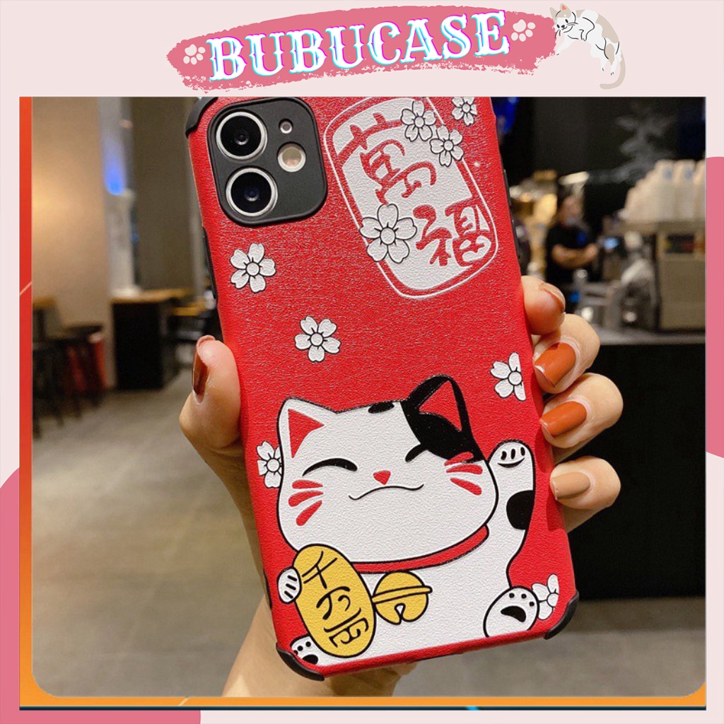 Ốp lưng Iphone cho 12/12mini/ 12pro/12promax - Họa tiết mèo thần tài màu đỏ mang lại mai mắn mang tài lộc