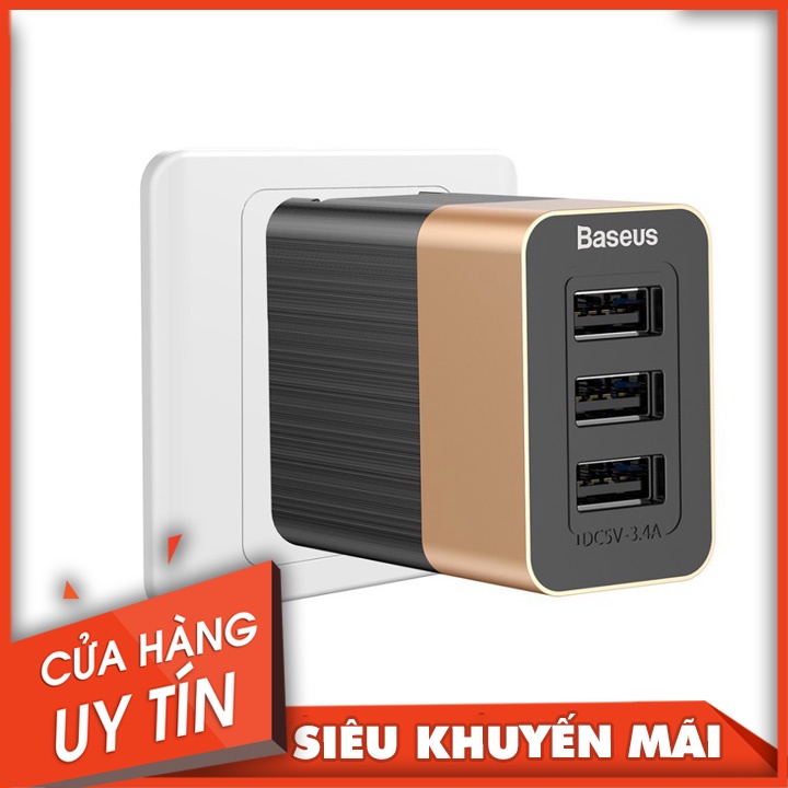 Củ sạc đa năng Baseus Duke 3USB Smart Fast Charger ( 3.4A, 3 in 1 , Aluminum alloy + PC )