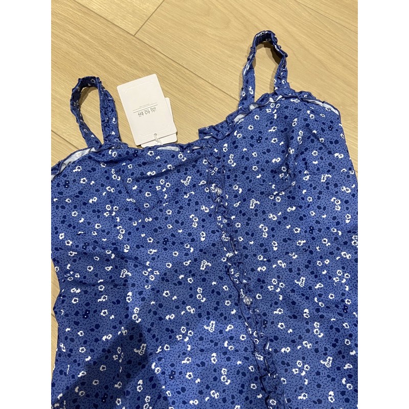 Đầm minidress hoa nhí xanh tím