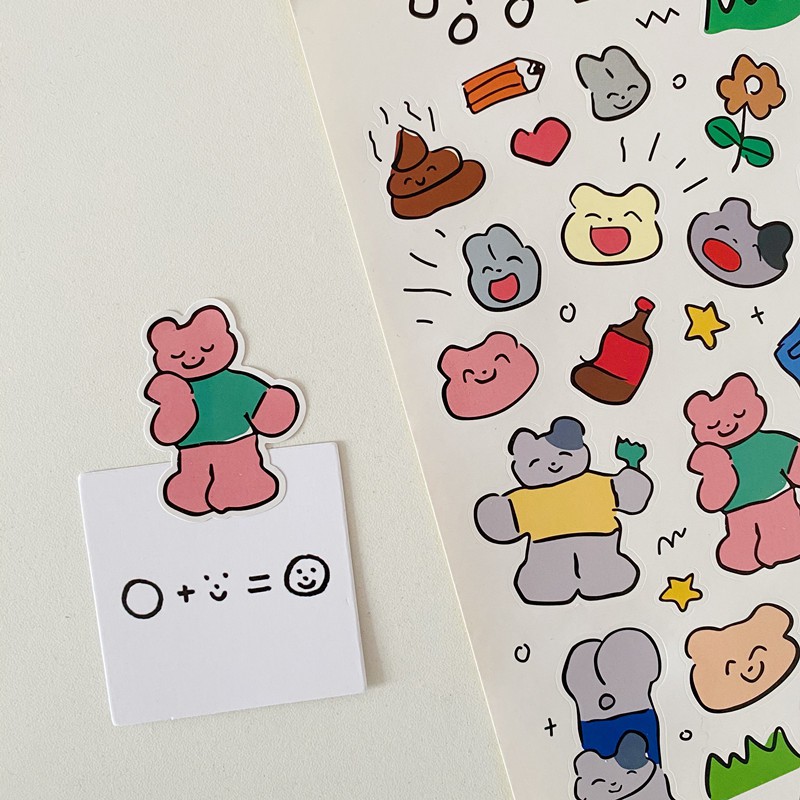 Sticker gấu nhỏ hình vẽ nguệch ngoạc