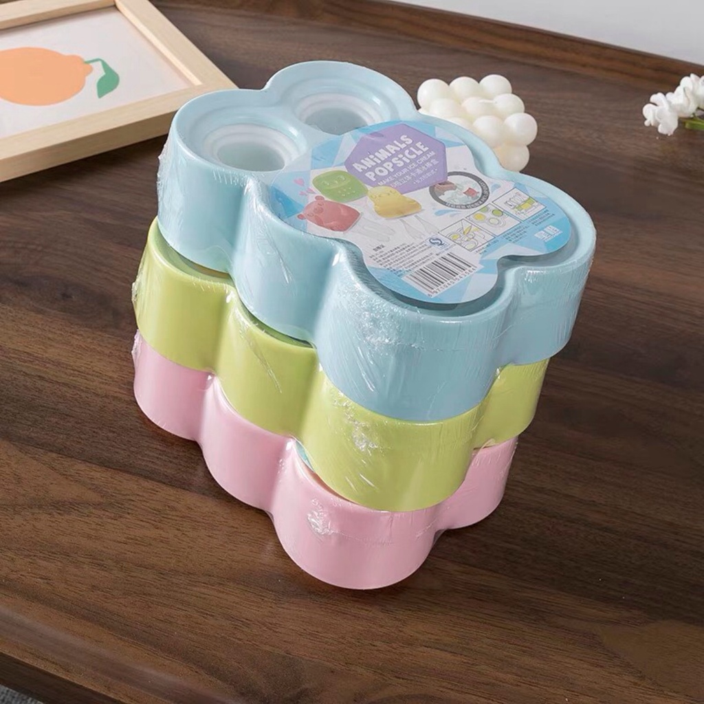 Khuôn Làm Kem Animal Popsicle, Khuôn Làm Đá Silicon Hình Thú Tặng Kèm Que Làm Kem Cho Bé Zimbababy