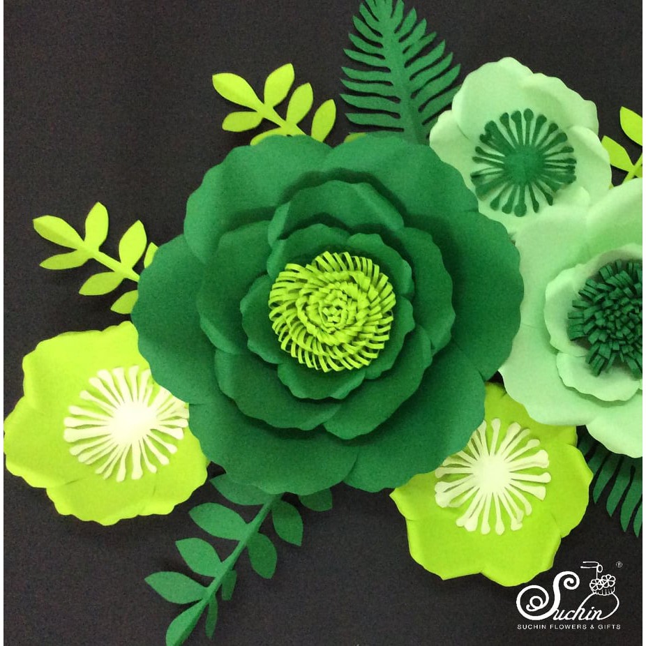 Giấy mỹ thuật làm hoa tone xanh lá