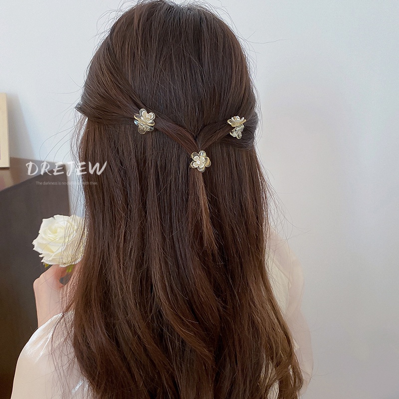 DREJEW Kẹp tóc đính đá kim cương hình hoa nhỏ xinh xắn dễ phối đồ cho nữ