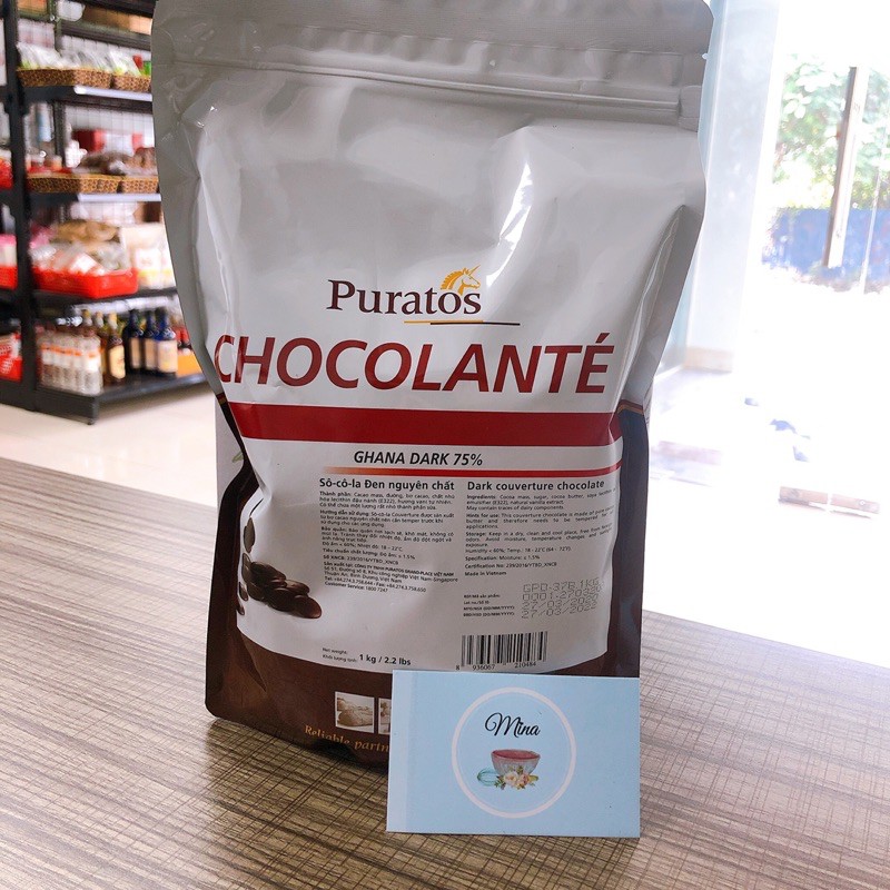 Socola ĐEN Puratos hạt nút 55%/65%/75% gói 100g