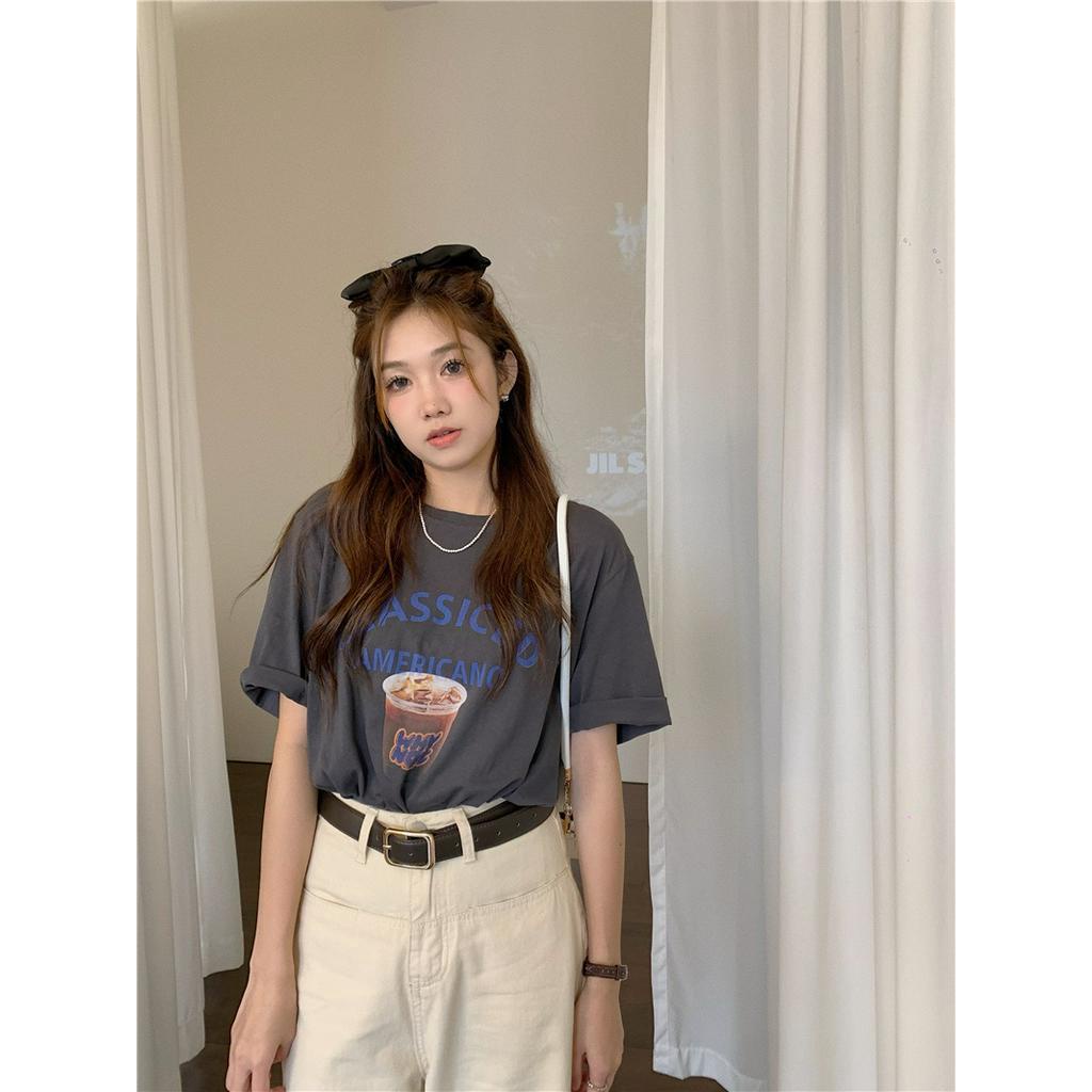 Áo Thun Cotton Ngắn Tay In Hình Dễ Thương Thời Trang Mùa Hè 63282