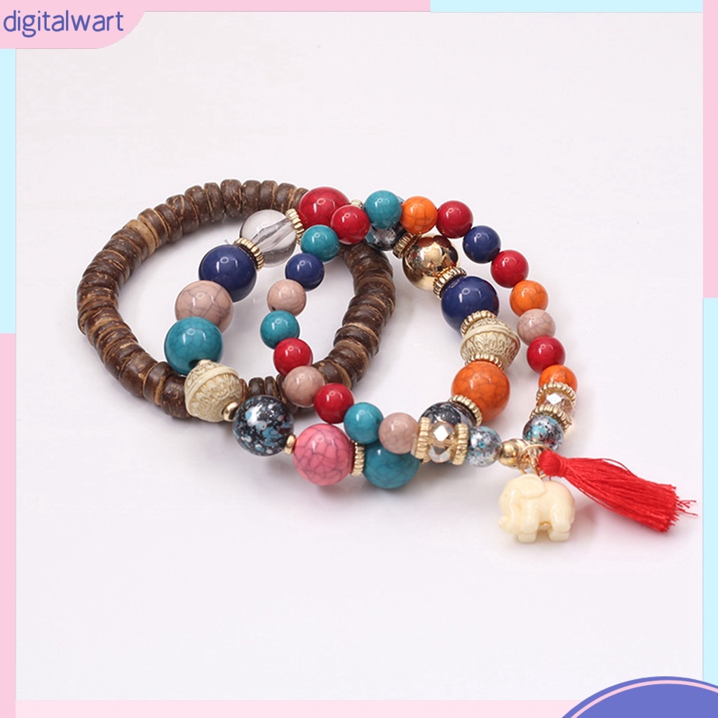 Bộ 3 vòng tay chuỗi hạt gỗ phối tua rua thời trang