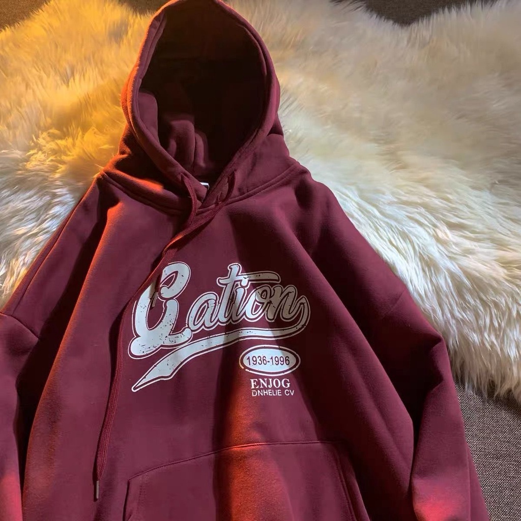 ÁO HOODIE OVERSIZE ÁO NAM NỮ ĐẸP PHONG CÁCH GIÁNG SINH MÀU ĐỎ RƯỢU VANG