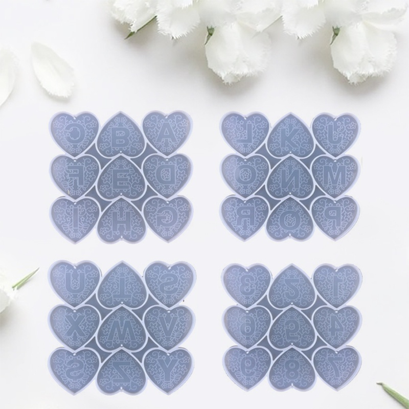 Sa Khuôn Silicone Làm Móc Khóa Hình Trái Tim / Số / Con Số