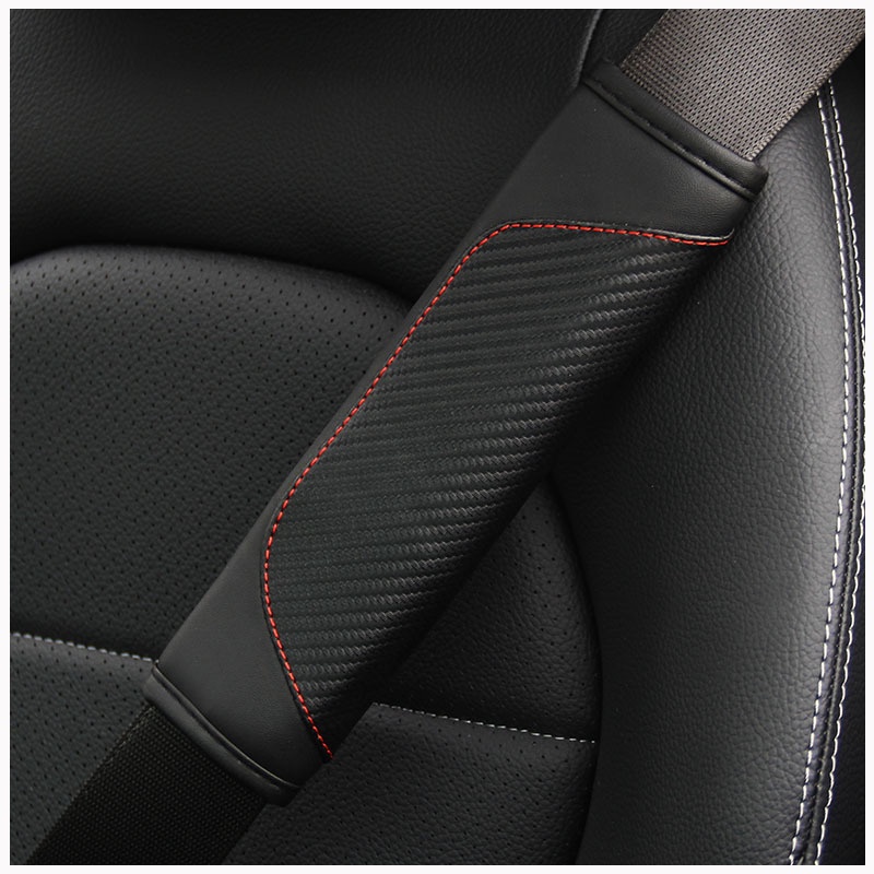 Set 2 Đệm Bọc Dây Đai An Toàn Bằng Da Họa Tiết Sợi Carbon Đính Vương Miện Bảo Vệ Vai An Toàn Sự Bảo Vệ