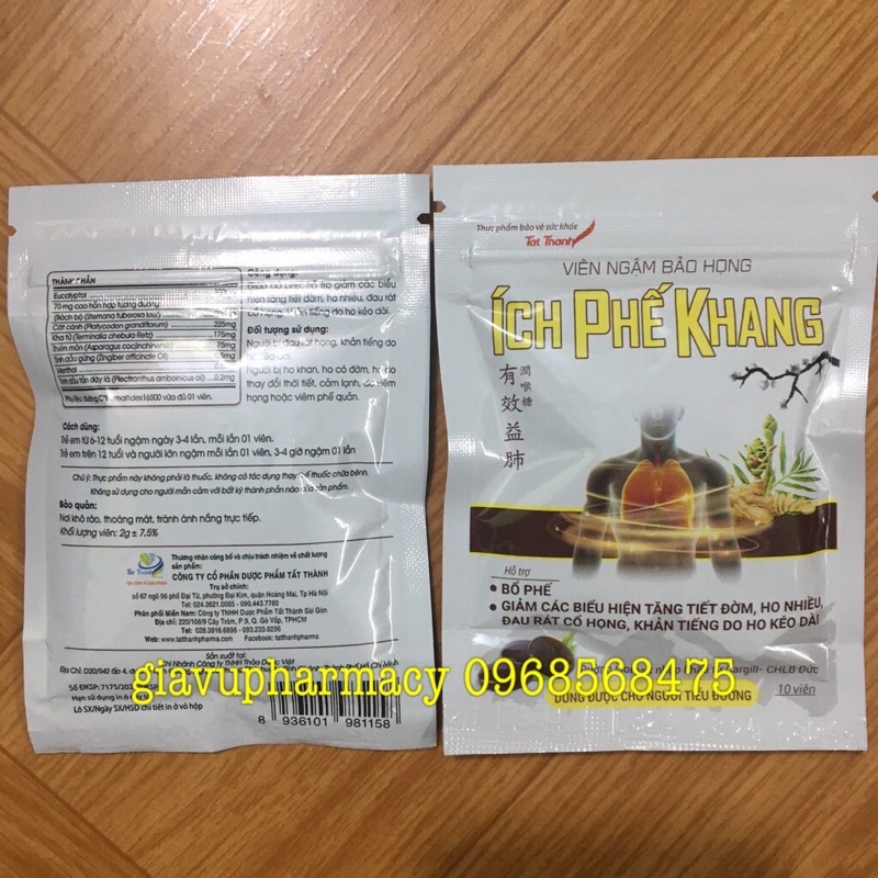 Viên Kẹo Ngậm Ho Bổ Phế Ích Phế Khang Gói 10 Viên
