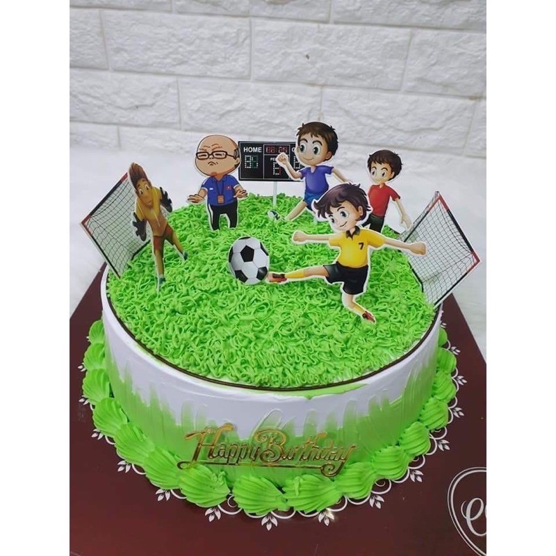 Combo 5 set cắm giấy cầu thủ bóng đá trang trí bánh kem, topper cake