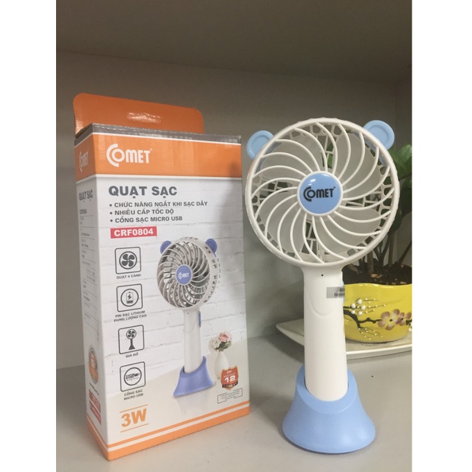 Quạt sạc cầm tay cao cấp CRF0804 Comet Hàng chính hãng