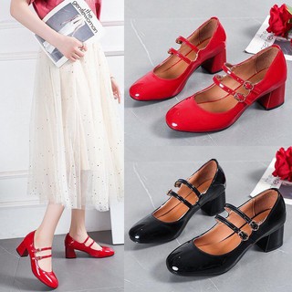 Giày cao gót nữ thời trang hàn quốc đế vuông cao 6cm phong cách tiểu thư sang chảnh