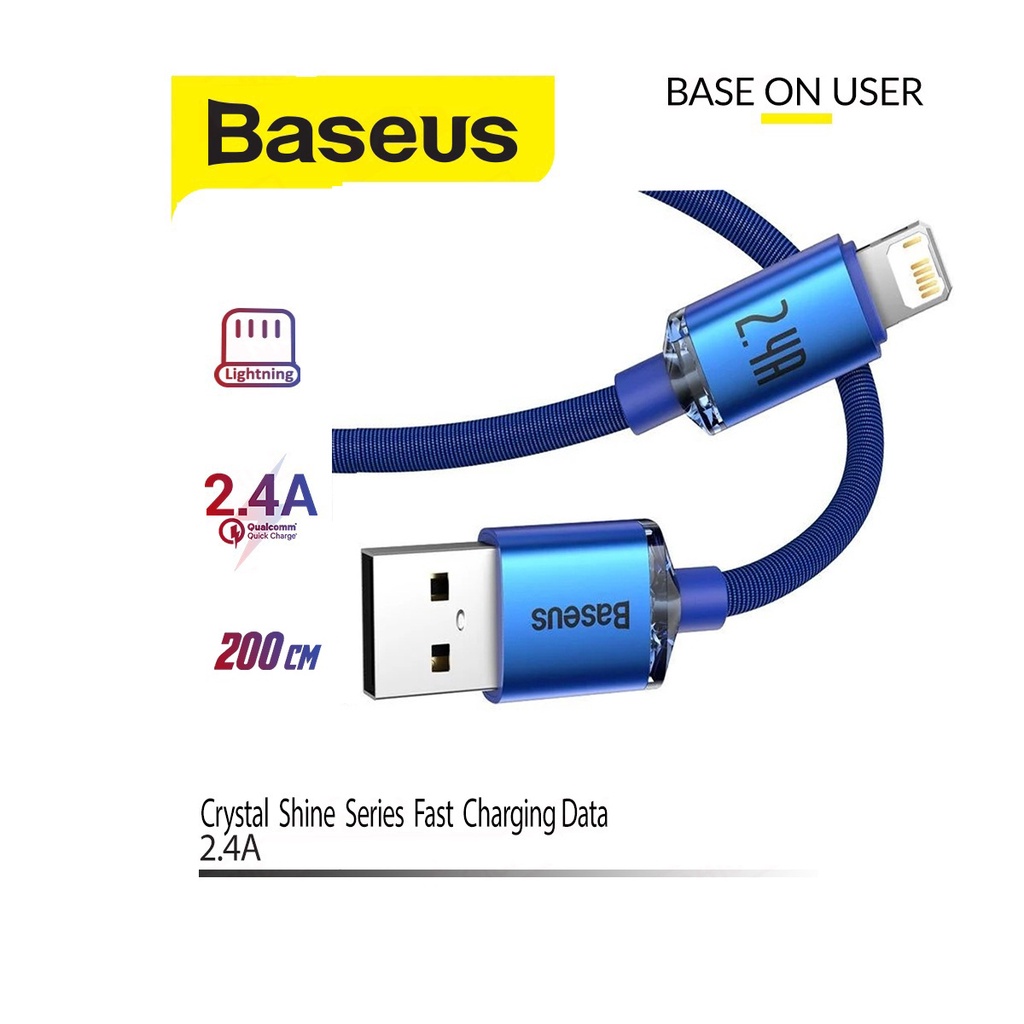 Cáp sạc truyền dữ liệu 2.4A Baseus Crystal dây siêu bền dài 200CM