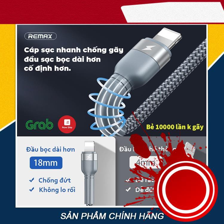 Dây cáp sạc chính hãng Lightning Remax RC-124i hỗ trợ sạc nhanh Iphone/Xiaomi/Huawei ,