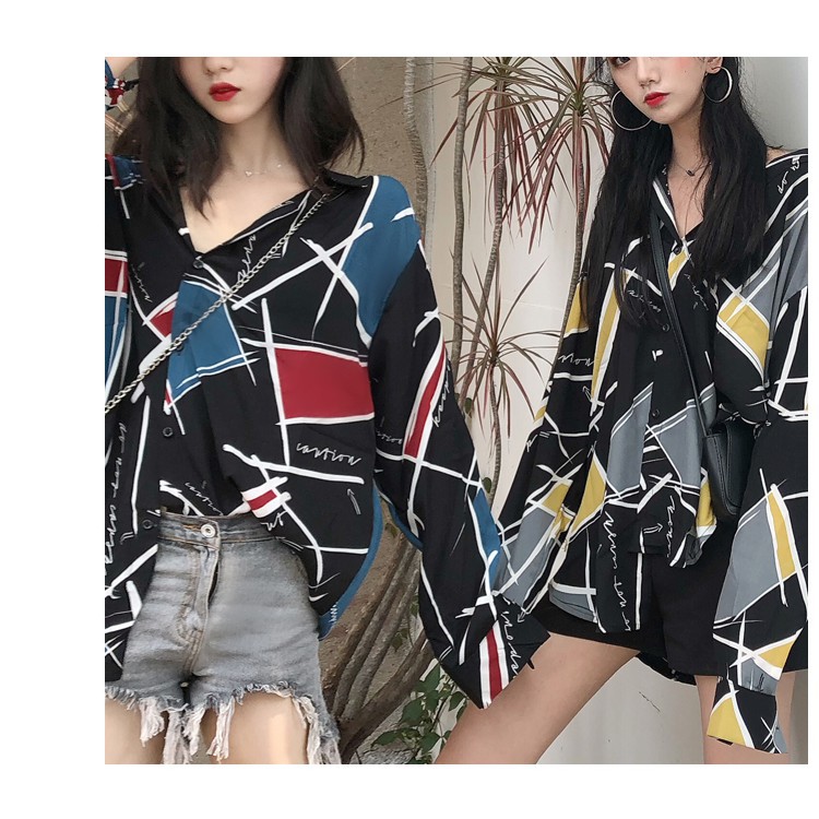 Áo Sơ Mi Nữ Tay Dài Dáng Rộng Họa Tiết In Theo Phong Cách Vintage | BigBuy360 - bigbuy360.vn