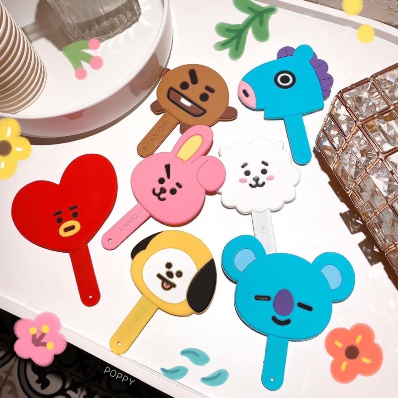 Gương Cầm Tay Silicon BT21 Army Dễ Thương