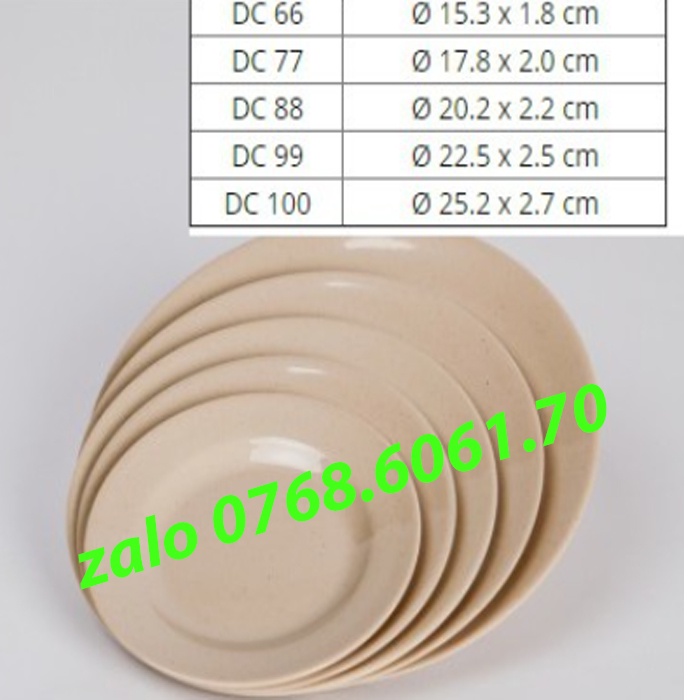 Dĩa Nhựa tròn Melamine Hai Lớp màu kem Cao Cấp 1