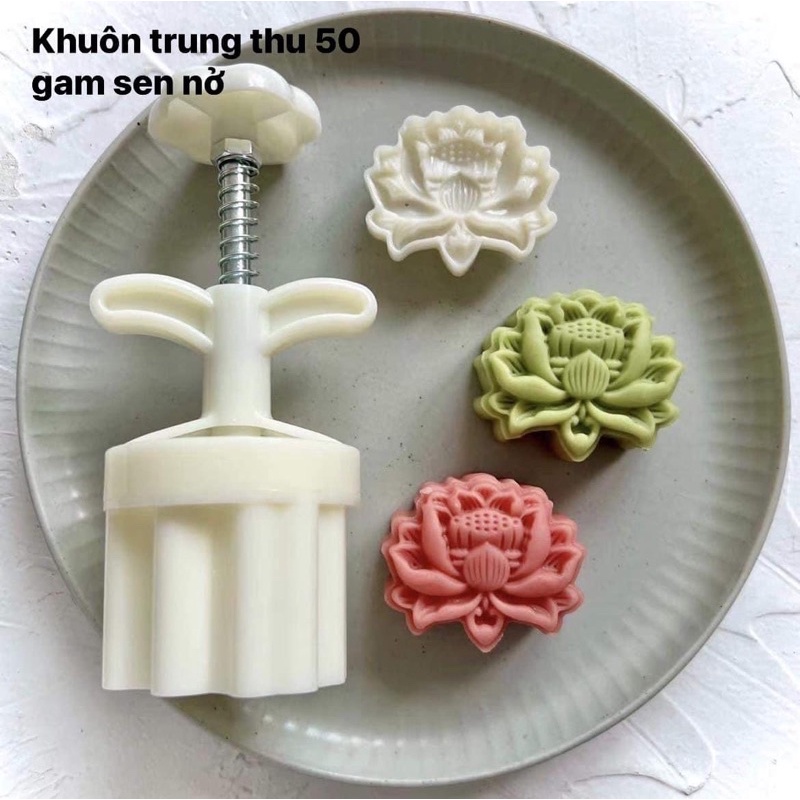 Khuôn bánh trung thu 50g mẫu sen 2022