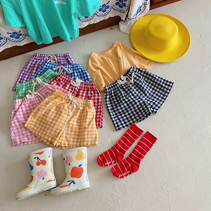 Quần Đùi Ca Rô Ca Rô Thời Trang Cho Bé Trai Gái Mùa Hè 21