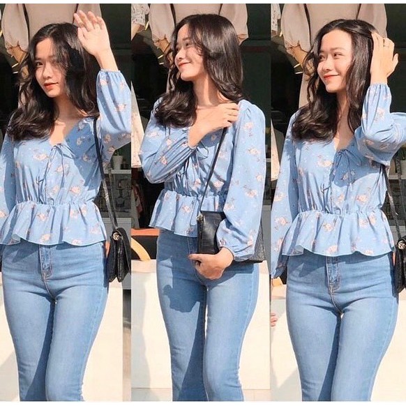 Áo Peplum hoa BIGSIZE 55-90KG (màu hồng)