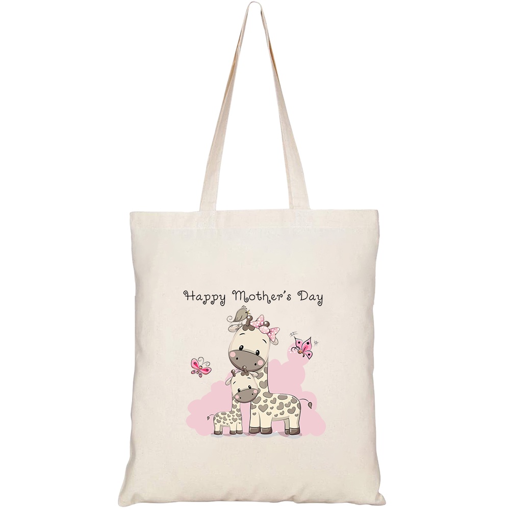 Túi vải tote canvas HTFashion in hình mothers day card two cute HT438