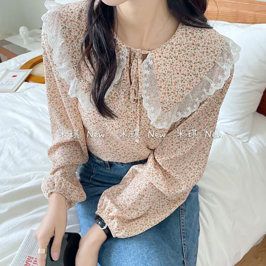 Áo sơ mi cổ sen viền bèo Ulzzang styleHàng Quảng Châu