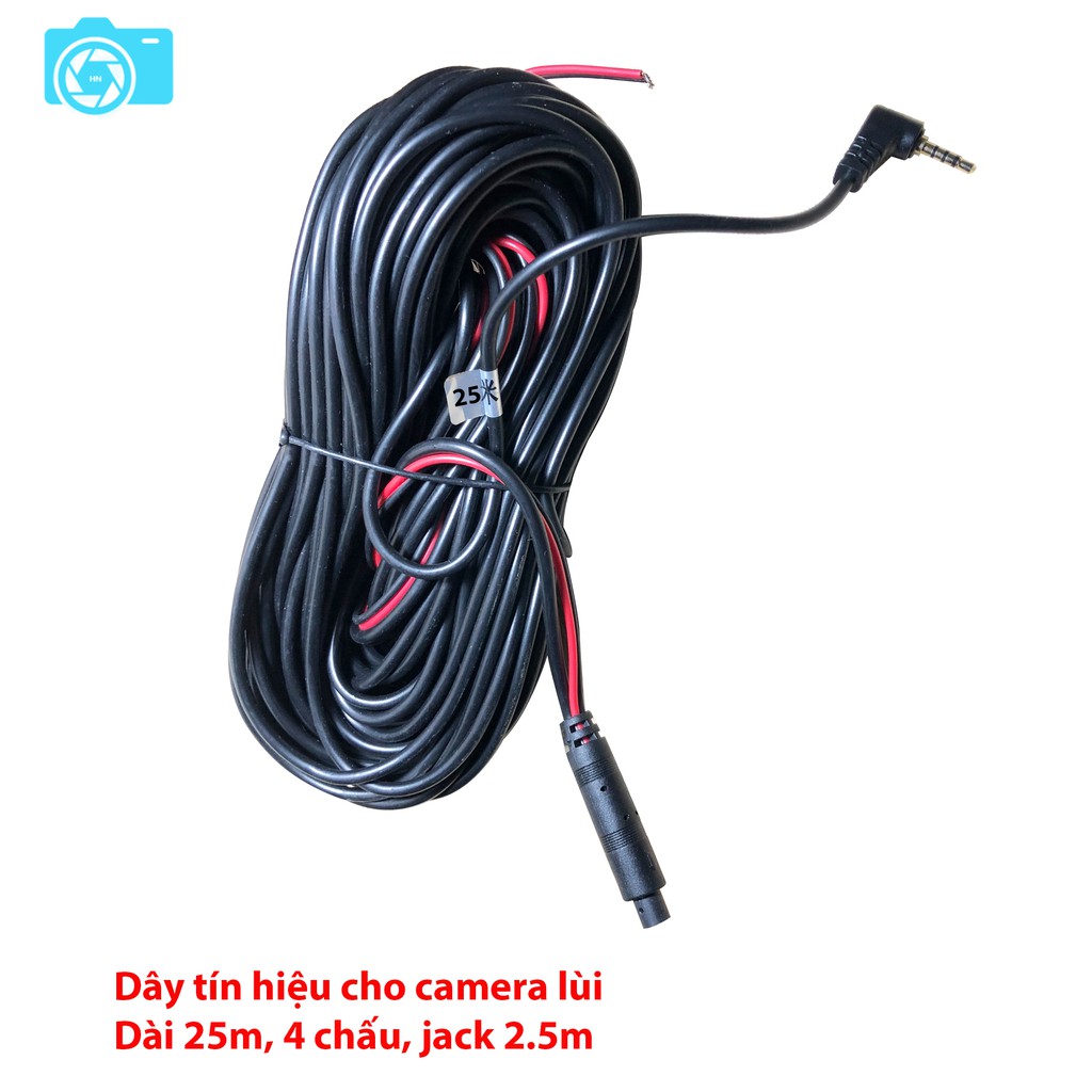 Dây tín hiệu camera lùi ô tô, loại 4 chân, jack 2.5mm, dài 25m