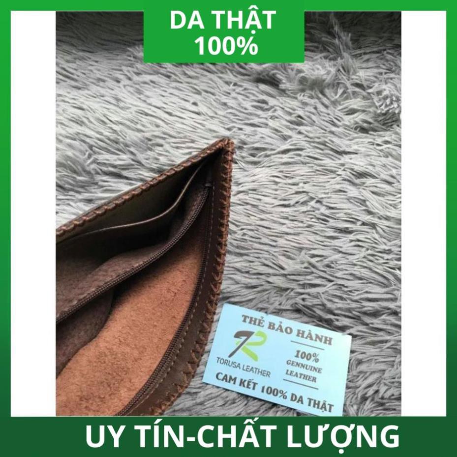 [ DA CAO CẤP ] - Ví Nam Da bò Khắc Tên Handmade Dáng Ngang TORUSA LEATHER Bảo Hành 12 Tháng