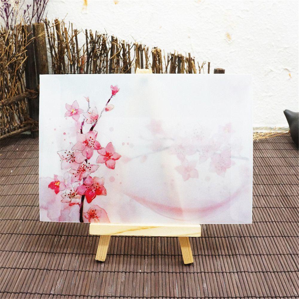 Set 10 Bao Thẻ Mờ Hình Hoa Đào Phong Cách Vintage