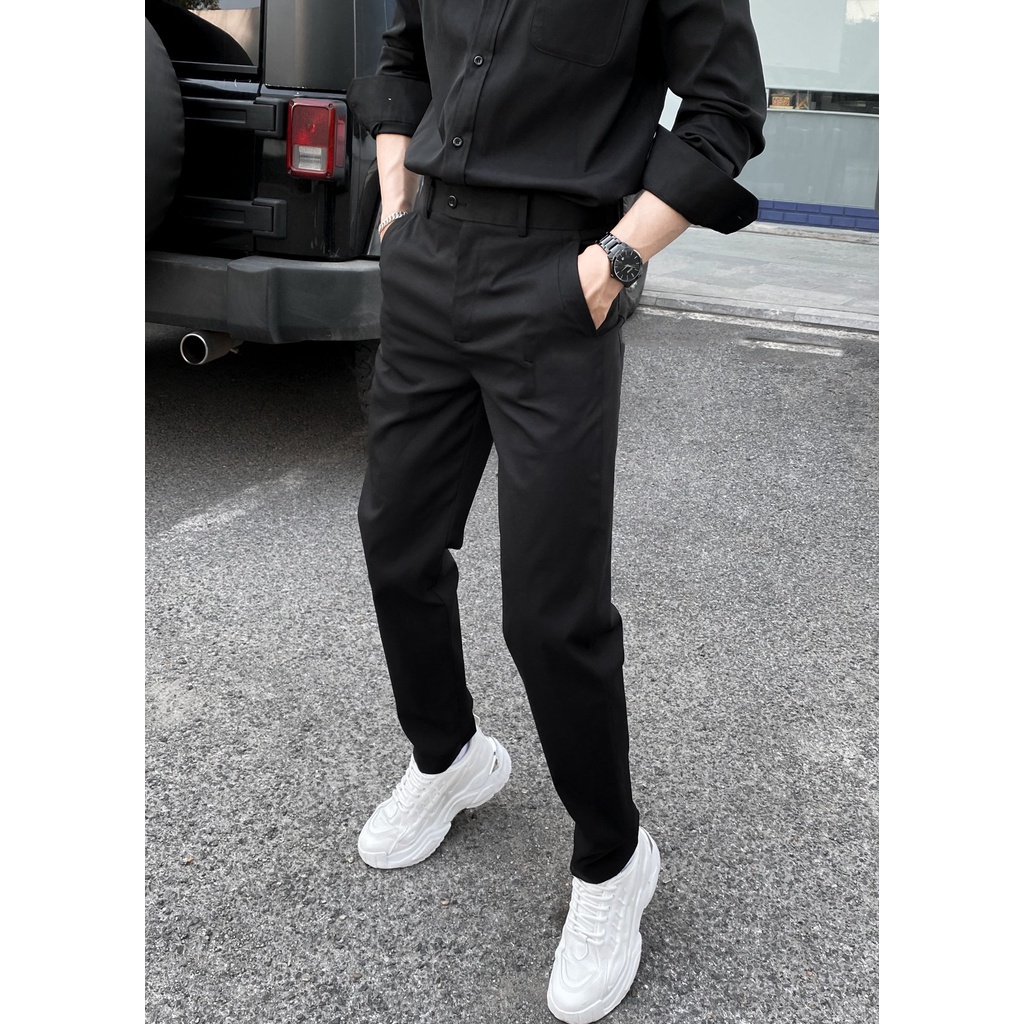 Quần Tây Nam Đen Dáng Vừa Trẻ Trung Chất Vải Mềm Mịn Ít Bám Bụi Không Phai Màu Quần Âu Nam