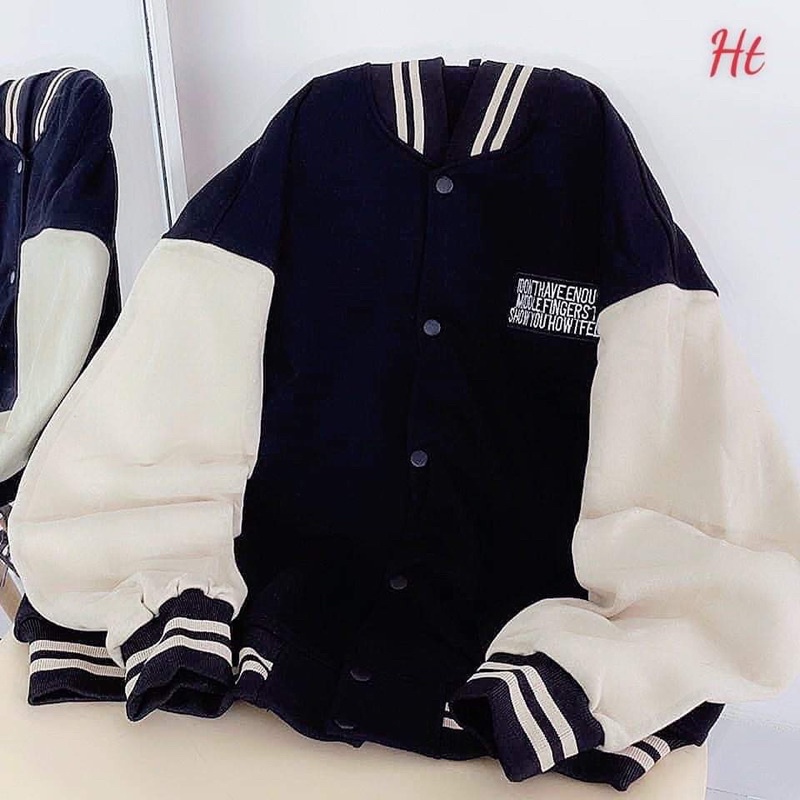 Áo bomber nỉ phối tay 3 dòng chữ H2AD