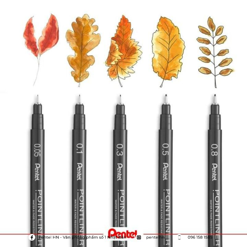 Bút Line Đi Nét Pentel Pointliner S20P Chuyên Dụng | 5 Kích Thước Tùy Chọn