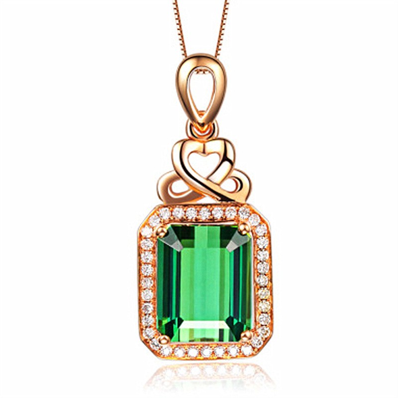 Mặt Dây Chuyền Mạ Bạc Đính Đá Tourmaline Nhiều Màu Sắc